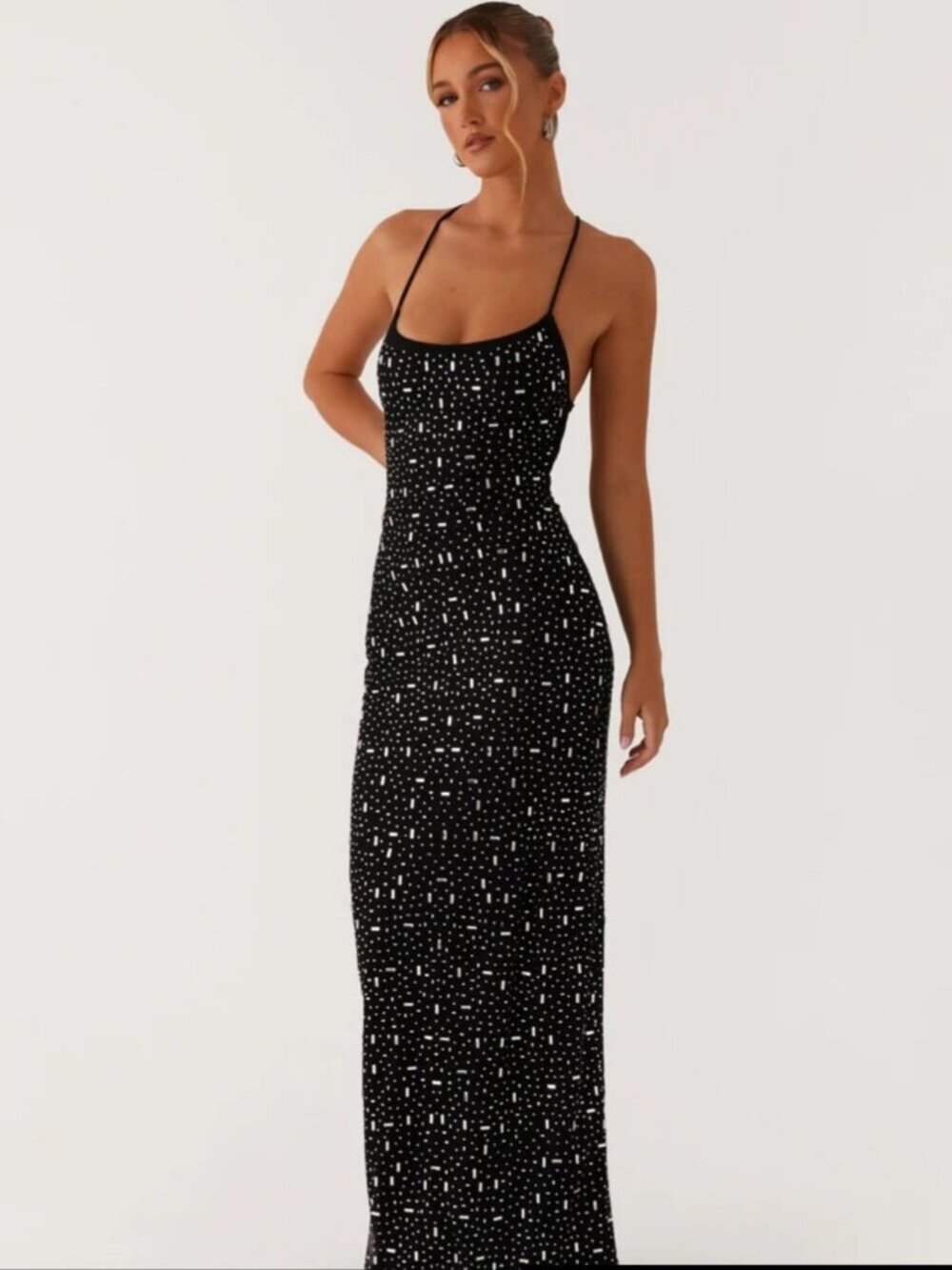 The Cressida Black Mirrored Rhinestone Floor Length Dress